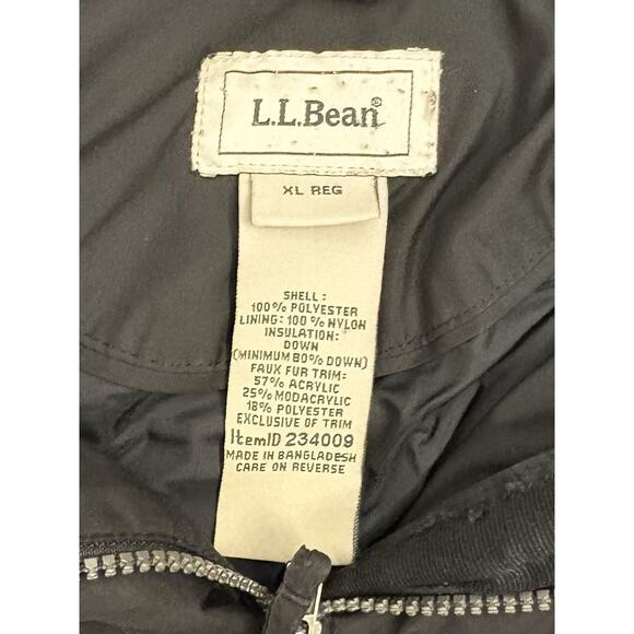 LL Bean Women's Down Tek Puffer Jacket Black Hooded Size XL Detachable Hood - Picture 3 of 6
